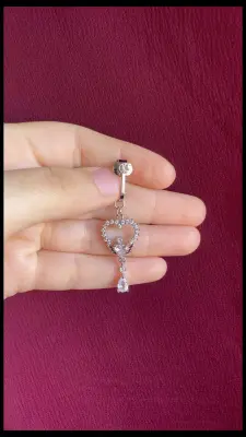 Heart fake belly piercing