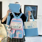 Sac à Dos Multifonctionnel Kawaii Grand Volume Imperméable et Résistant 5Pcs Bleu et Rose SACKDS29BRS - حقيبة ظهر بعدة قطع بتصميم كاوايي