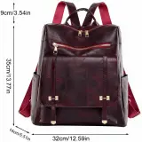 Sac à dos rétro en cuir synthétique pour femme Grenat - حقيبة ظهر نسائية من الجلد