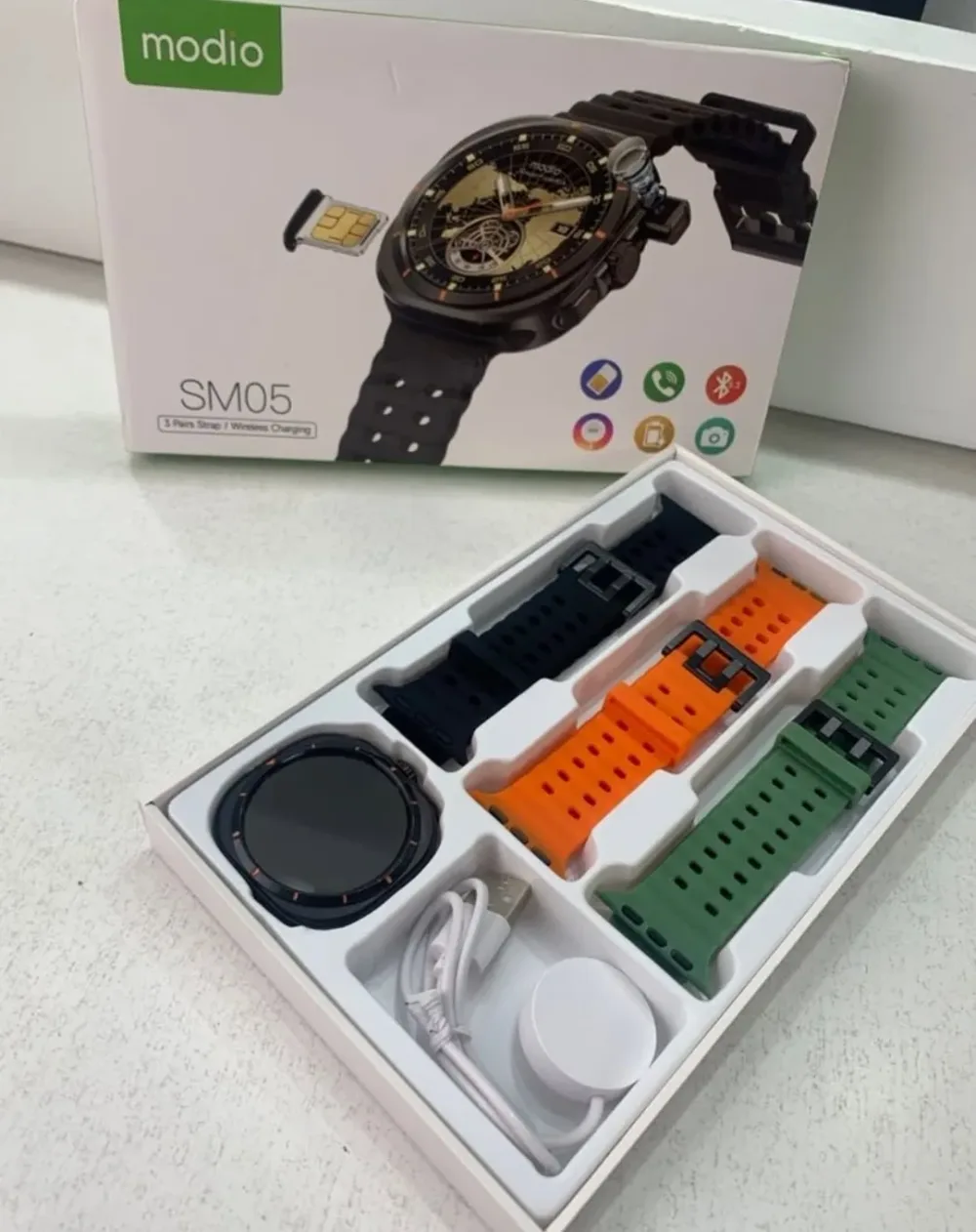 Montre connectée Modio SM05 prise en charge de la carte SIM avec 3 Bracelets