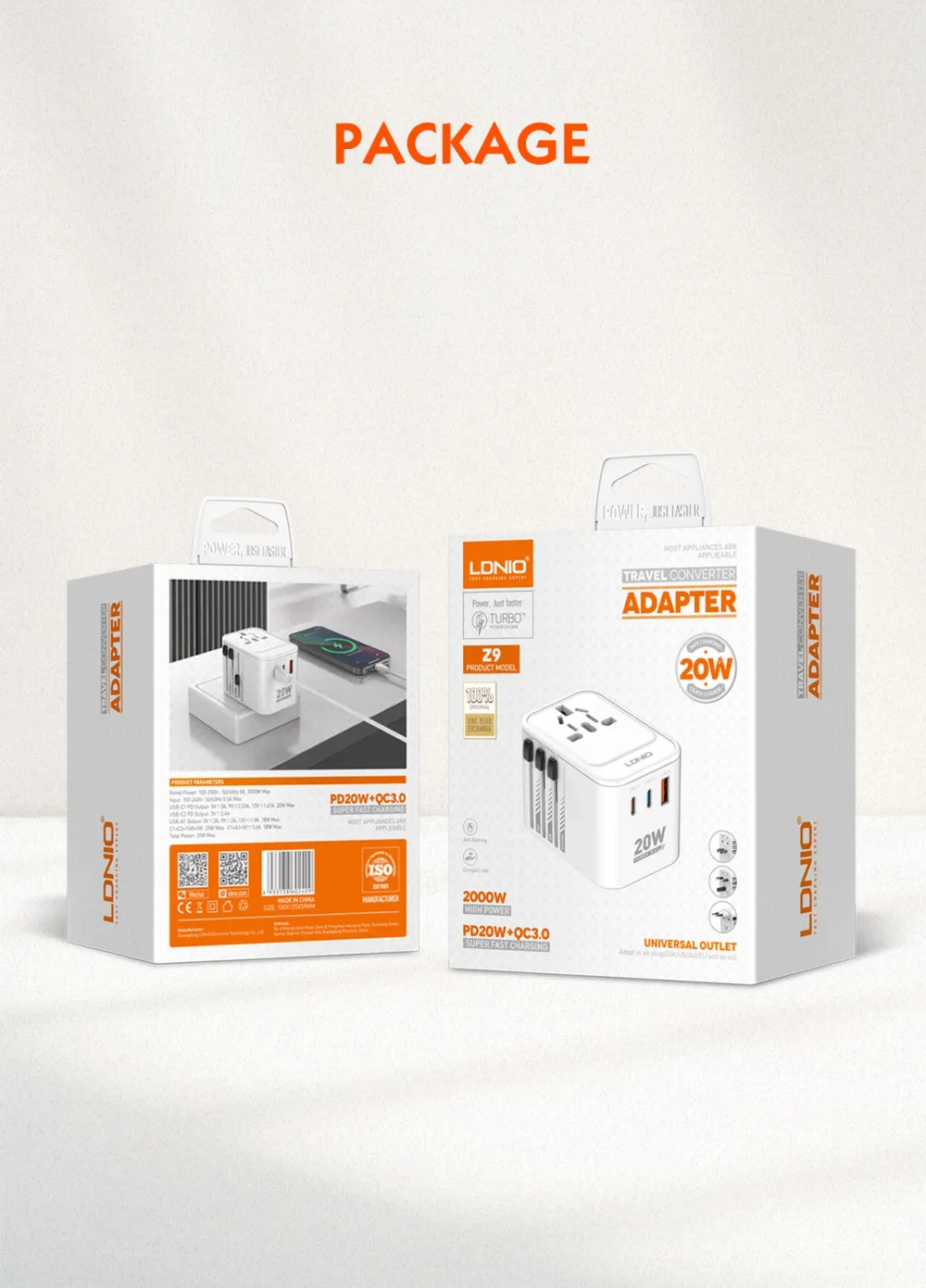 3 USB Ports 20W GaN Travel Adapter Z9