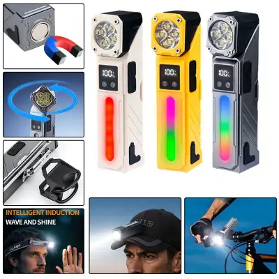 Lampe de Travail LED Multifonction T130 Éclairage Latéral RGB et Écran LCD - مصباح العمل الذكي متعدد الوظائف بمغناطيس