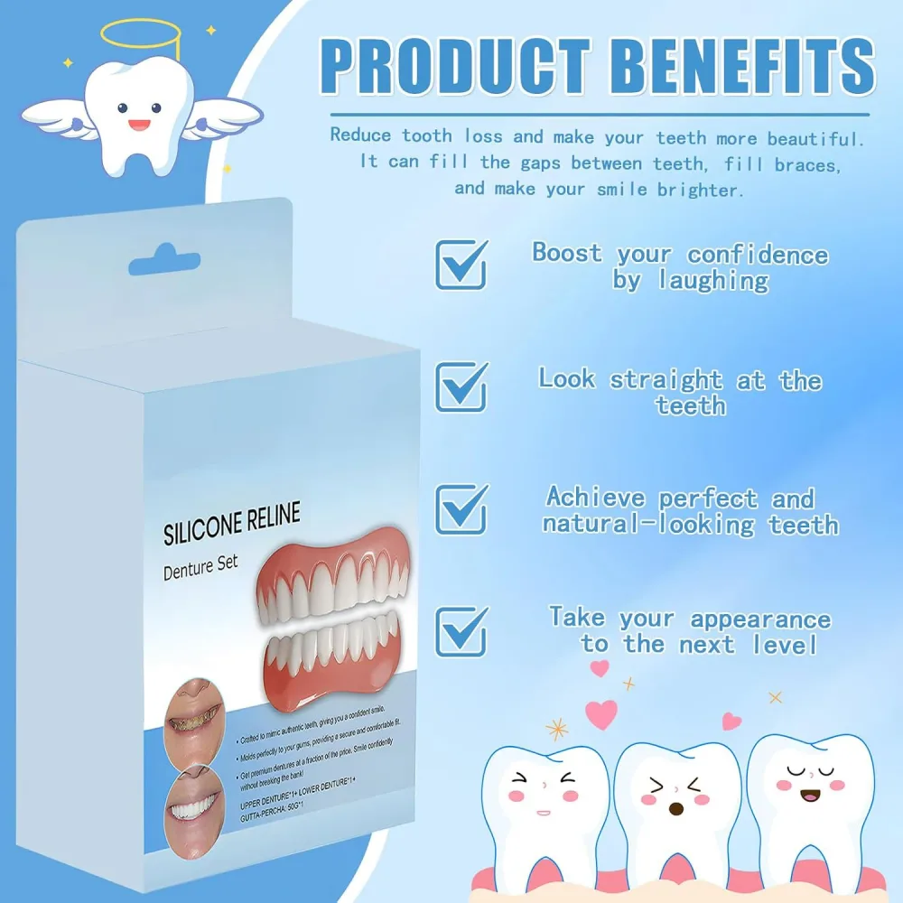 Kit de Prothèse Dentaire Amovible en Silicone et Facettes Sourire - طقم أسنان تجميلي سيليكون وابتسامة مؤقتة