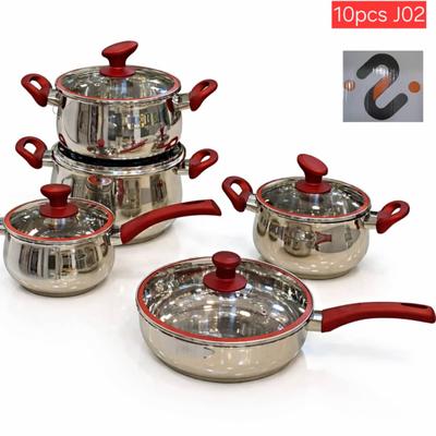 طقم أواني الطبخ "ريد فيلفيت" إينوكس (10 قطع)-Batterie de Cuisine en Inox - 10 Pièces