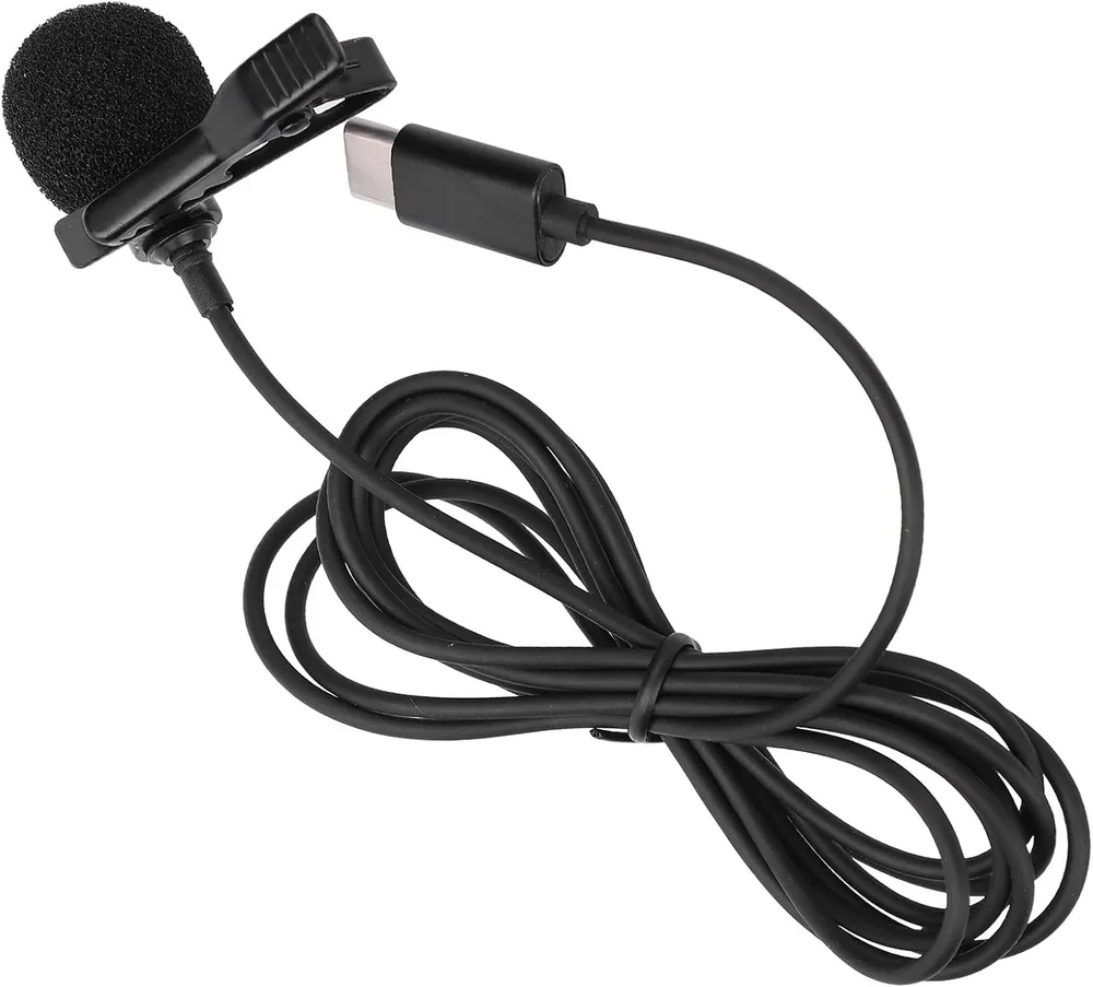 Microphone cravate professionnel USB-C de 2 m à condensateur sphérique - ميكروفون جودة صوت احترافية كابل بطول 2 متر