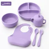 طقم سيليكون متكامل لإطعام الأطفال – آمن، عملي وأنيق 👶✨