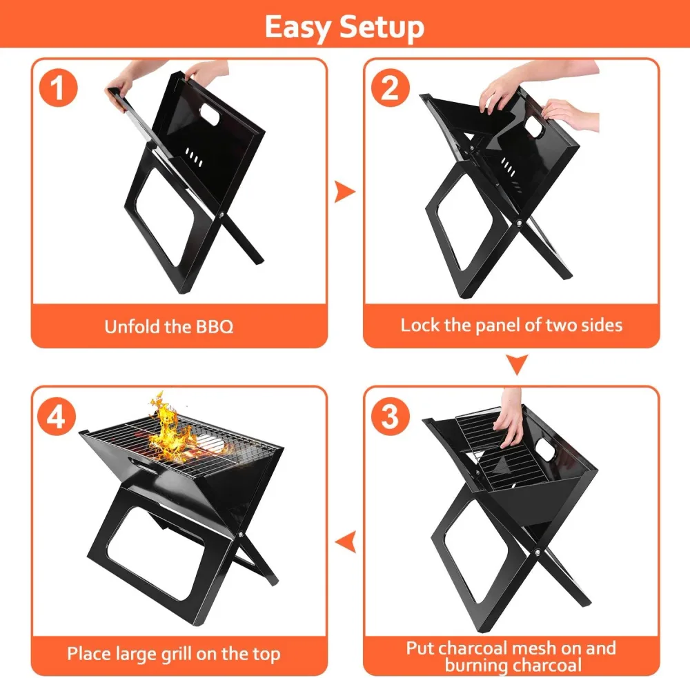 Barbecue à charbon Portable Pliable Grille sous forme de X