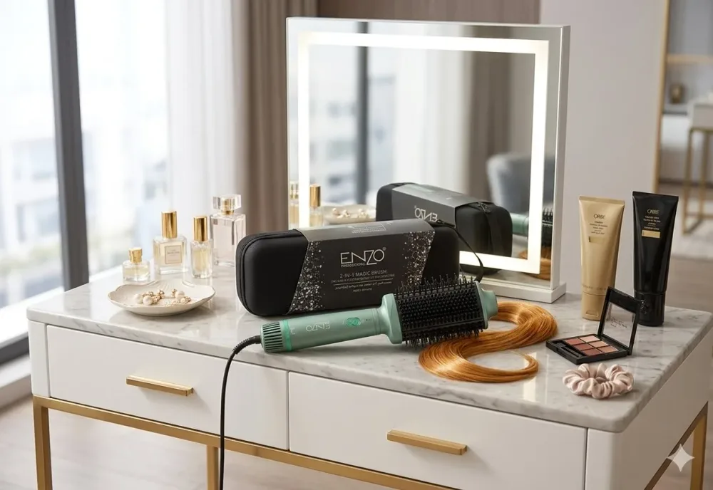 فرشاة ENZO EN-4110 الحرارية 2 في 1 لتجفيف وتصفيف الشعر – 1500 واط