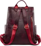 Sac à dos rétro en cuir synthétique pour femme Grenat - حقيبة ظهر نسائية من الجلد
