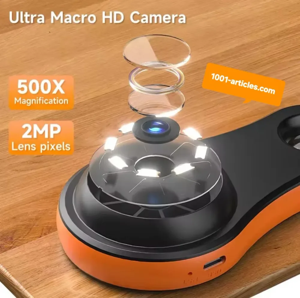 Loupe numérique / Microscope portable 2 MP, IPS 2.0 pouces, UHD 1080p, zoom 50X.