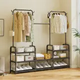 Porte Manteau et Organisateur de Chaussures en Métal de Grande Capacité - علاقة ملابس ومنظم أحذية 2في1
