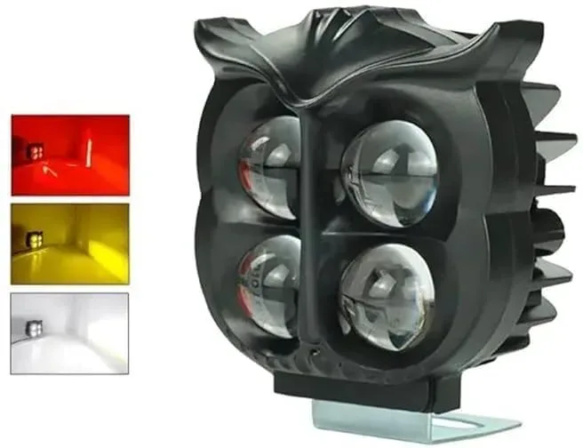Projecteur Antibrouillard LED Forme Chouette 40W - Éclairage Jaune/Blanc ET Devil Eye Rouge - مصابيح ضباب ليد بتصميم عين البومة