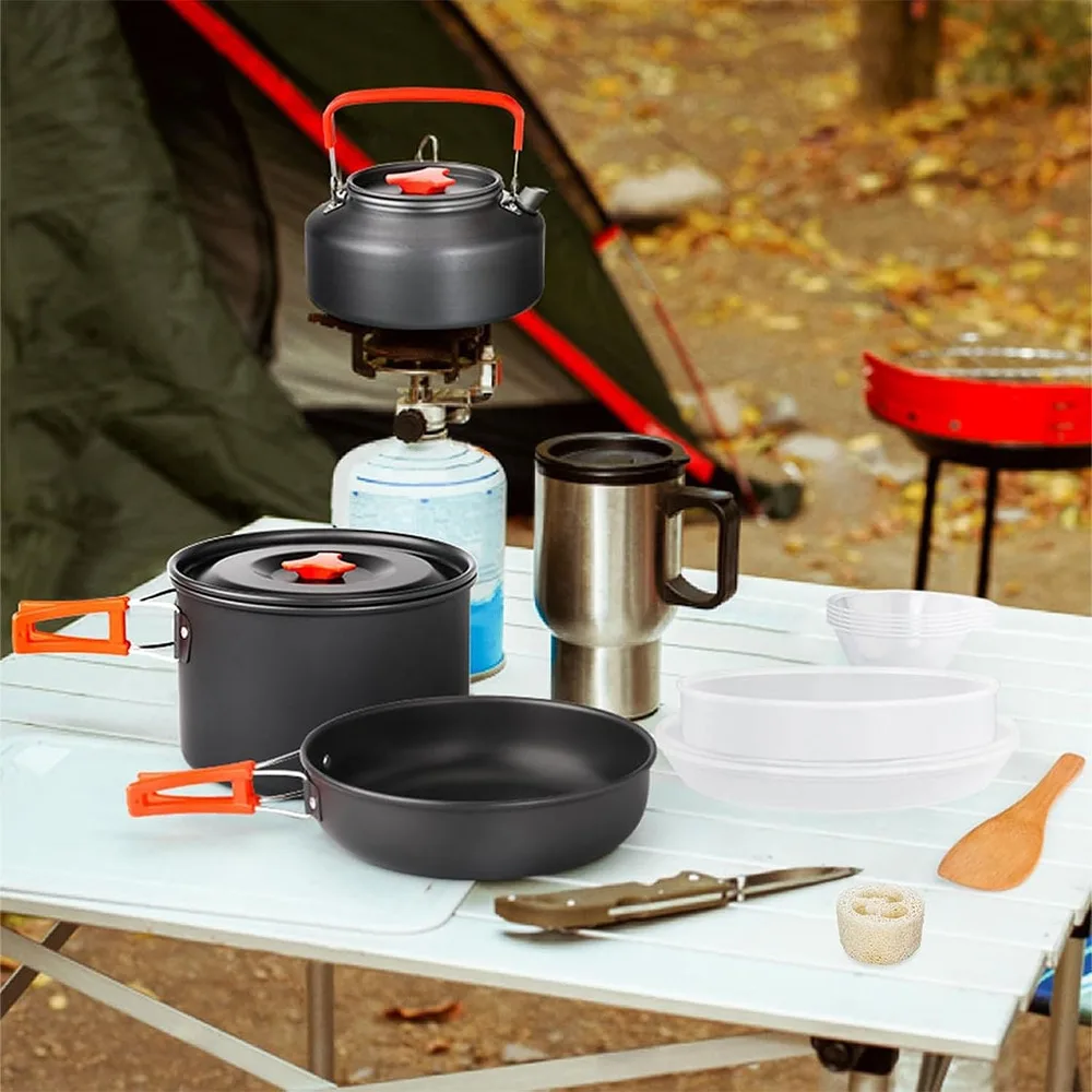 Ensemble de cuisine portable en alliage d’aluminium pour camping – طقم أدوات الطبخ للتخييم