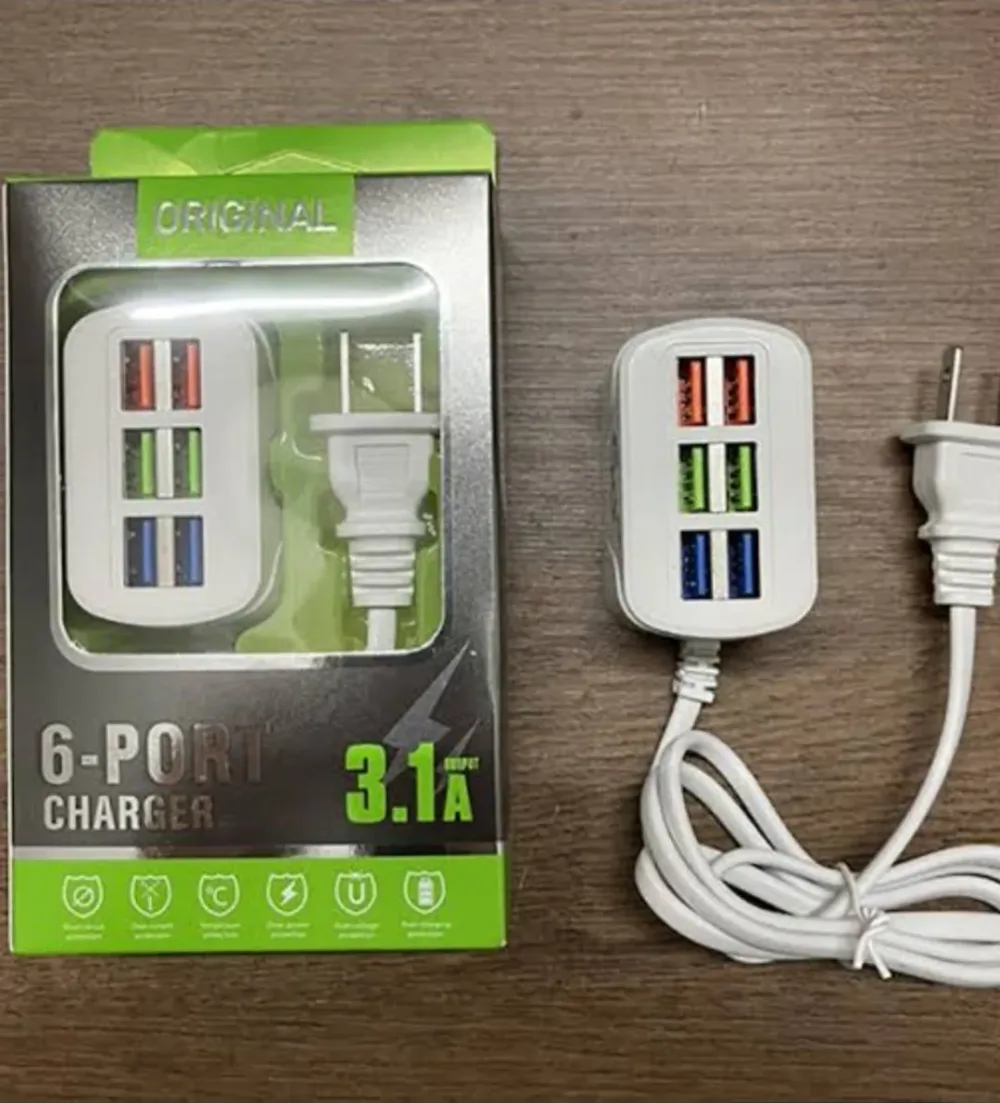 شاحن USB متعدد المنافذ بـ 6 منافذ