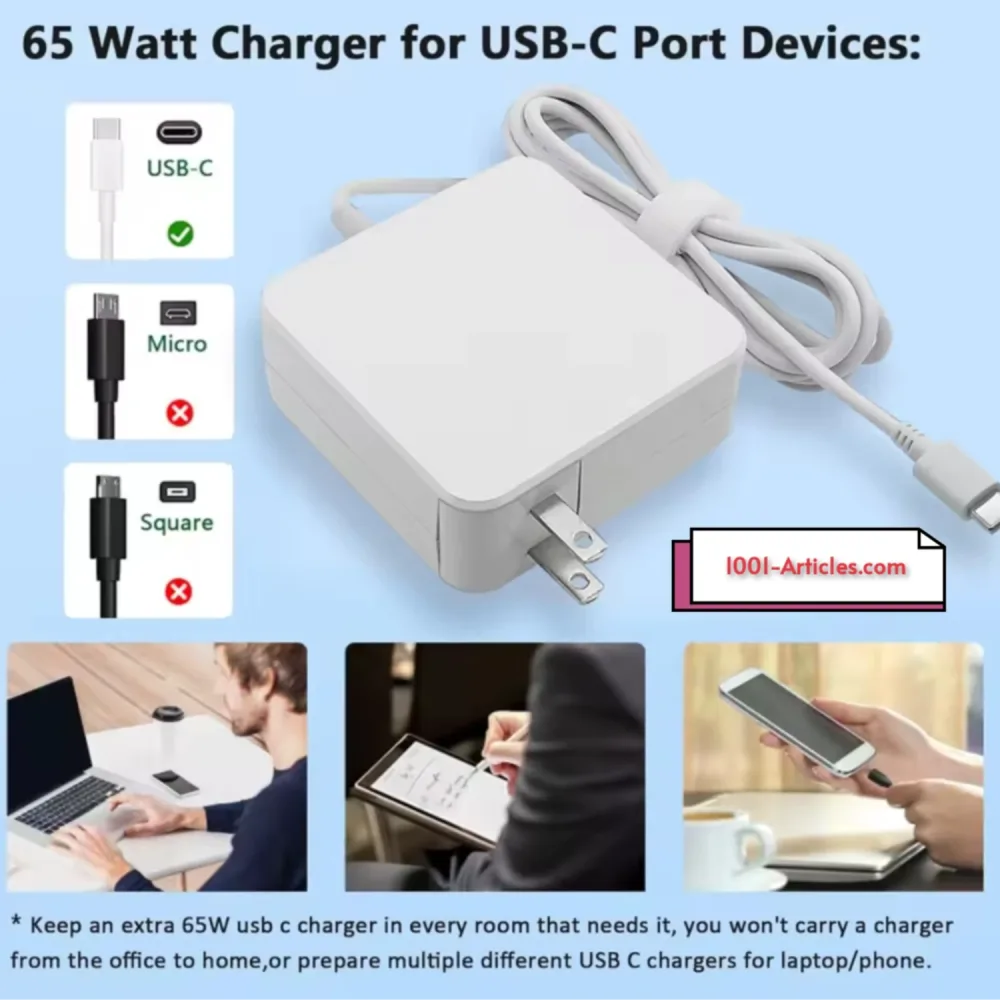 Adaptateur secteur 65W USB Type-C pour ordinateur portable