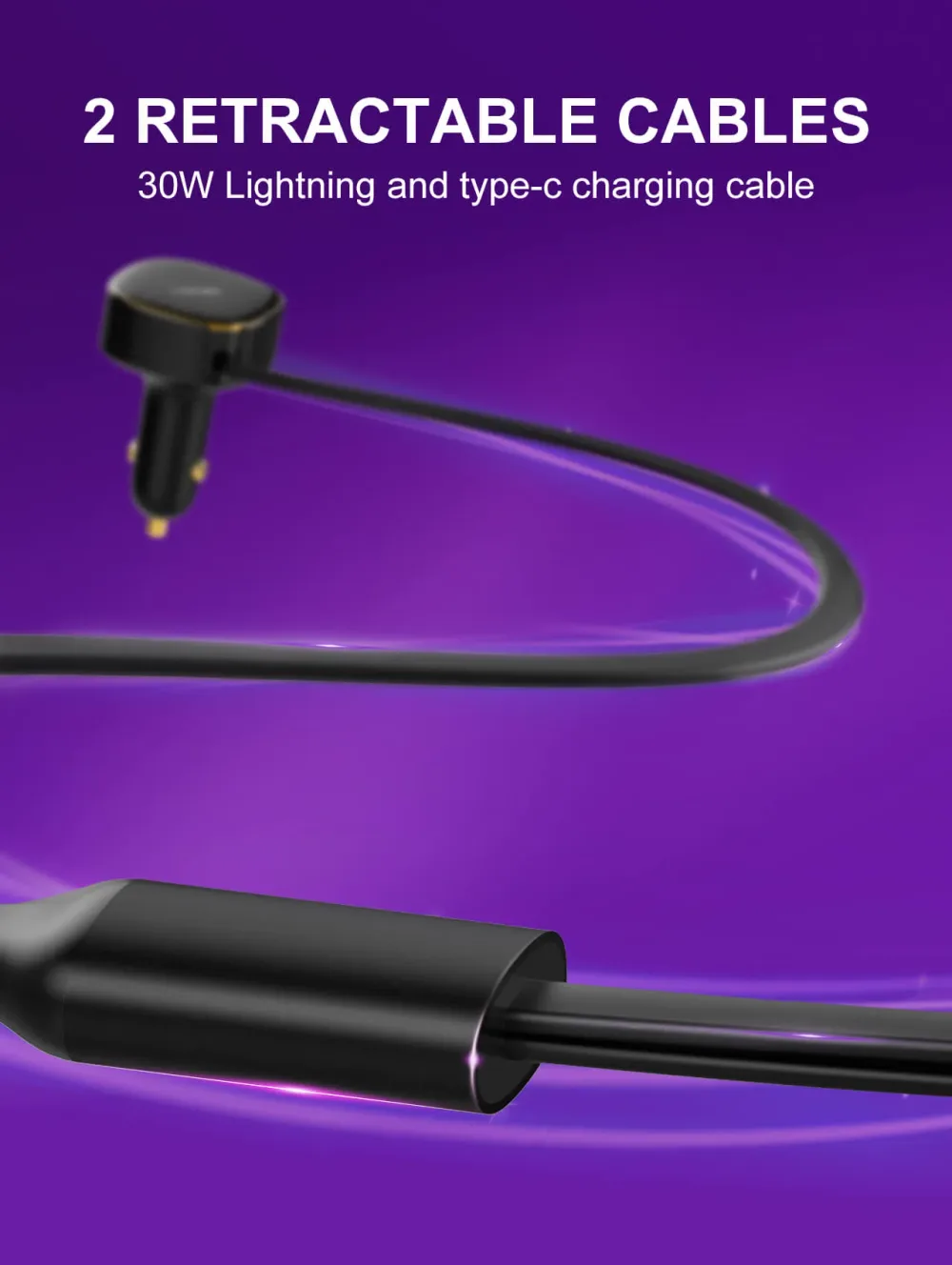 30W Wired Type-C OR Lightning Ultra Fast Car Charger C107