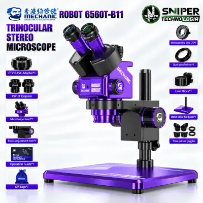 TRINOCULAR STEREO MICROSCOPE MECHANIC ROBOT 6560T-B11
