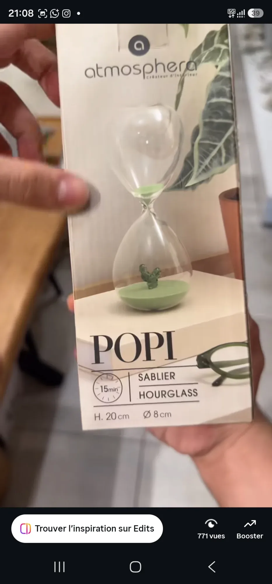 Sablier Décoratif 15 Minutes – Élégance & Sérénité