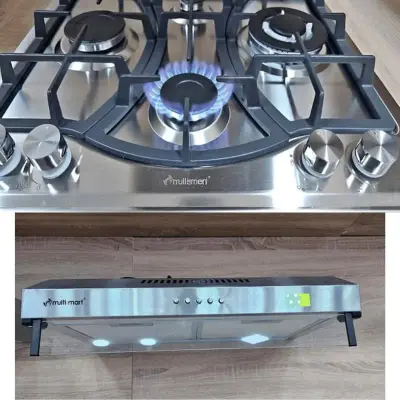 Plaque de Cuisson + Hotte Aspirante MultiSmart 60cm – طقم 2 قطع Inox | بلاك مطبخ حديث