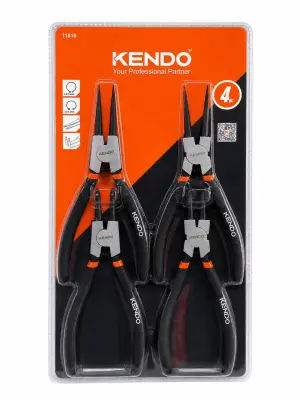 Jeu de Pinces à Circlips 4 Pièces KENDO – Réf. 11510