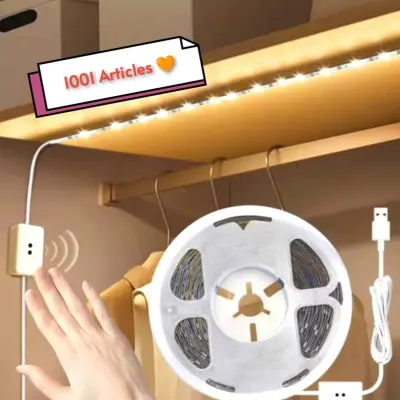 Ruban LED, bande lumineuse avec capteur de mouvement, induction, lumière chaude, USB