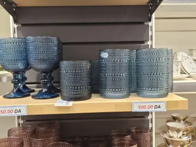 COLLECTION DE VERRES TEXTURÉS PERLÉS - BLEU GRIS