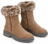Bottines d’Hiver Femme City Line – Bordure Fourrure, Fermeture Zippée & Semelle Crantée