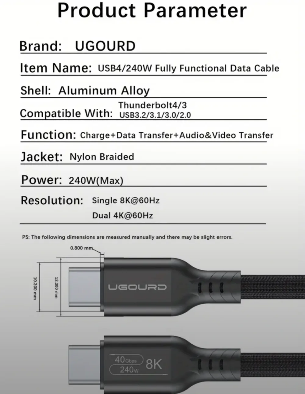 /Thunderbolt 4 UGOURD 1M 8KHZ/240W
