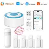 Kit d'alarme Wi-Fi, Tuya Smart, sans fil 433MHz, Sirène et Capteurs.