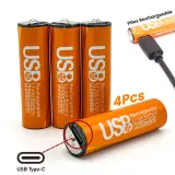 Pack de 4 Piles Rechargeables USB Type-C – AA 1.5V 2200 mAh – علبة من 4 بطاريات قابلة للشحن