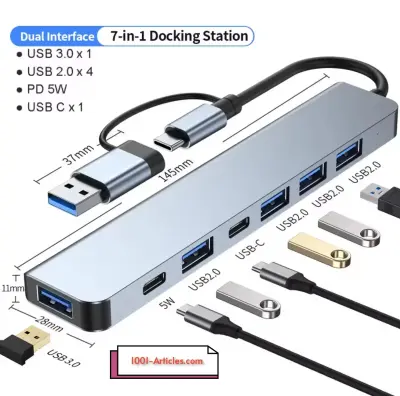 Adaptateur multiports / Station d'accueil HUB USB + Type C 7 in 1