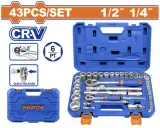 Caisse à Outils 43 Pièces à Cliquet 1/2" 1/4" WADFOW WST3D43