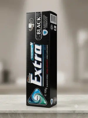 معجون أسنان إكسترا بلاك (Extra Black)100g – تبييض مكثف بالفحم النشط والمسواك