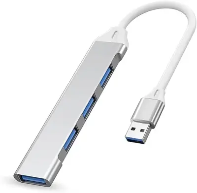 Hub USB Type-C vers 4 ports USB en alliage d’aluminium.