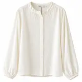 Blouse Femme Zara Blanc Cassé à Col Rond – Taille XXL