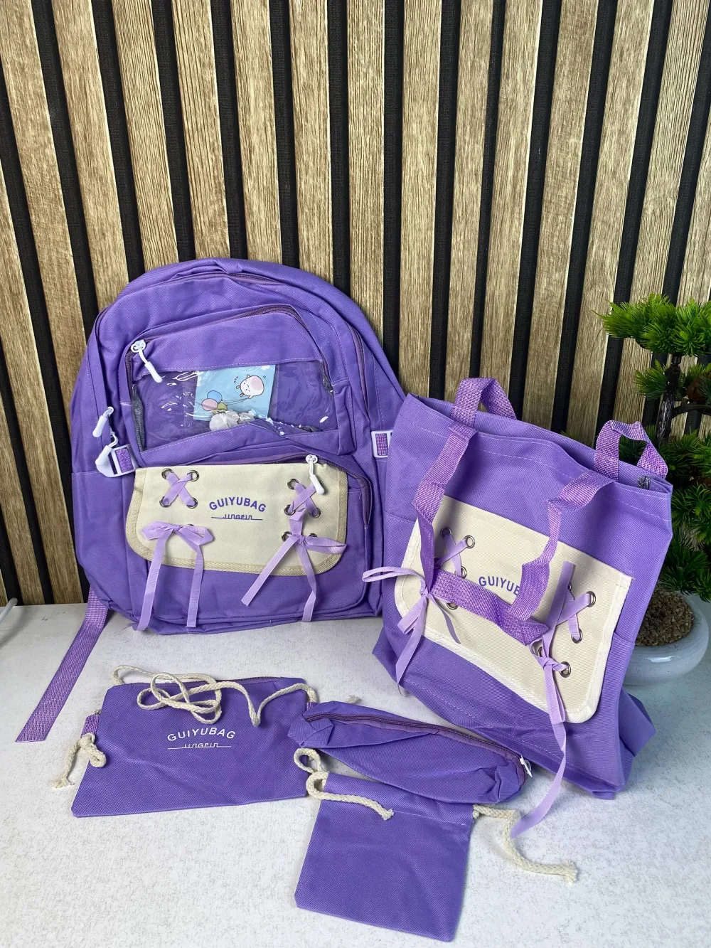 Sac à Dos Multifonctionnel Kawaii Grand Volume Imperméable et Résistant 5Pcs Bleu SACKDS11BL - حقيبة ظهر بعدة قطع بتصميم كاوايي