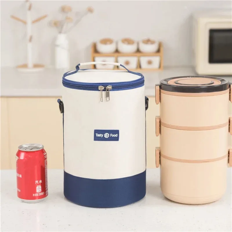Sac à Lunch cylindrique Thermiques fourre-tout rond en aluminium