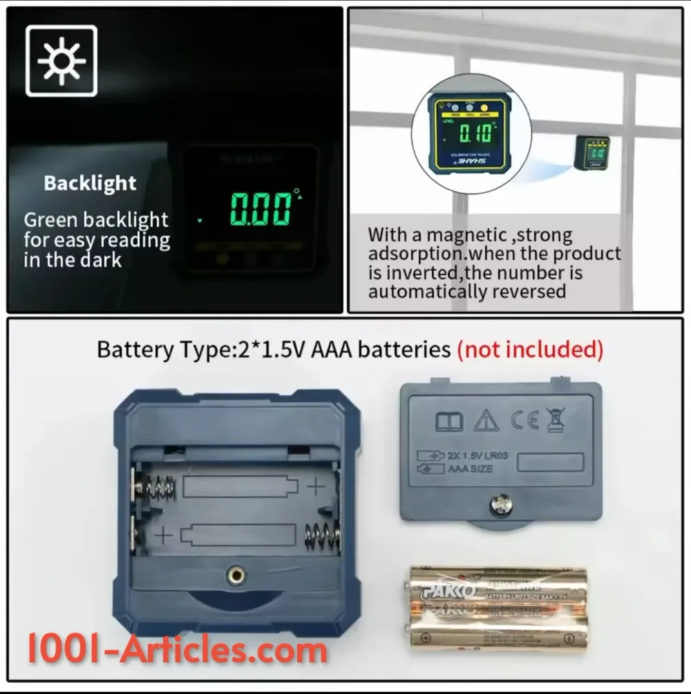 Inclinomètre numérique, base magnétique, mesure d'angles et pentes, écran LCD