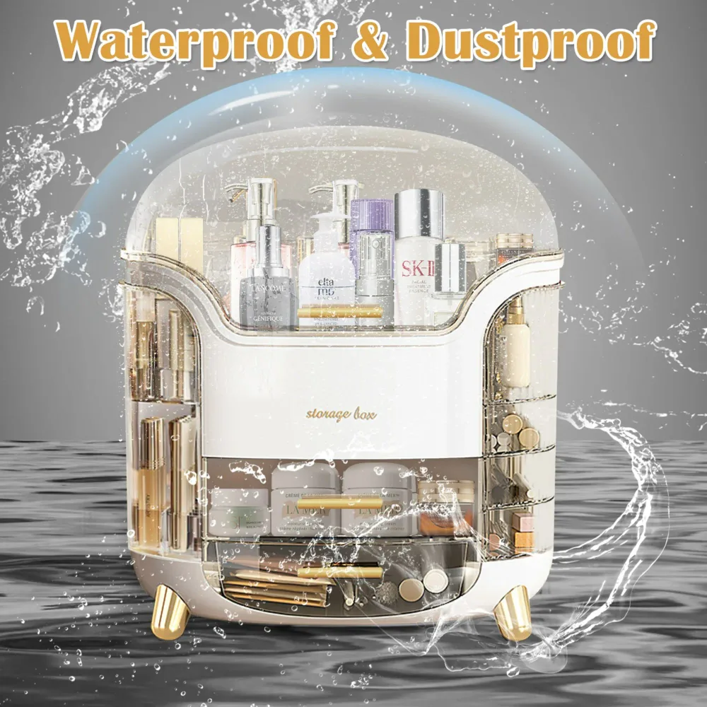 Boîte d'Organisation et Rangement de Maquillage Grande Capacité - منظم وصندوق أدراج للمكياج والمستحضرات بتصميم شفاف وعصري