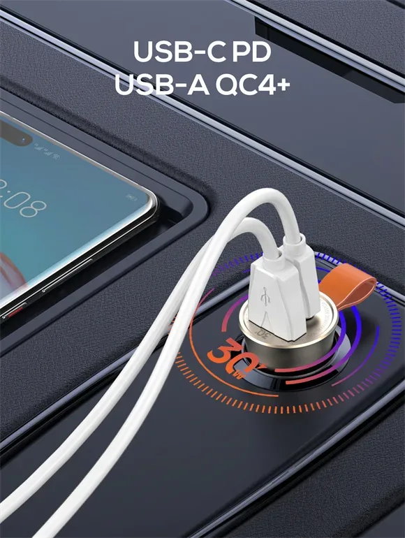 30W ULTRA Mini Zinc Alloy Shell Car Charger C509Q