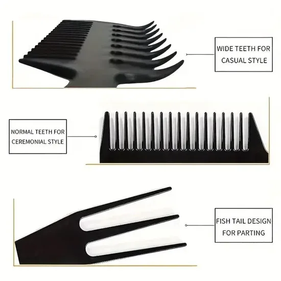 Peigne à cheveux 3 voies Akyol® | coiffures | Peigne | Pour tous les cheveux | Peigne 3 en 1 | Noir