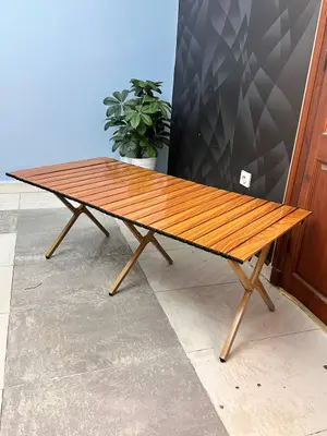 Table de Camping Pliante en Aluminium avec Design Grain de Bois - طاولة تخييم ألمنيوم قابلة للطي بتصميم خشبي