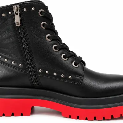 INUOVO – Bottines Femme en Cuir Noir Rock-Chic à Semelle Rouge