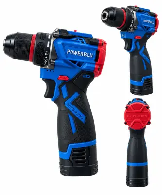 Visseuse perceuse Brushless sans fil 16.8V avec 2 batteries lithium-ion 2.0Ah YAE6160 POWERBLU