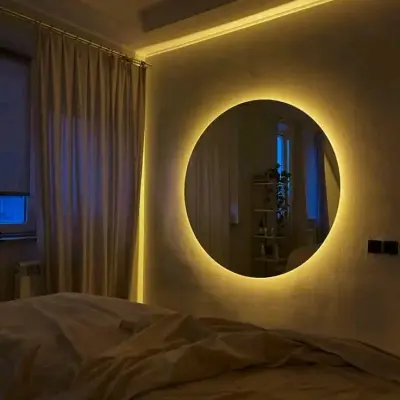 👆 مرآة LED مضيئة ✨️| أناقة وإضاءة عصرية لدارك 🪞💡قياس( 65×65 cm ) بسعر 350 الف .