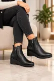 ECCO – Bottines Femme en Cuir Noir à Semelle Compensée