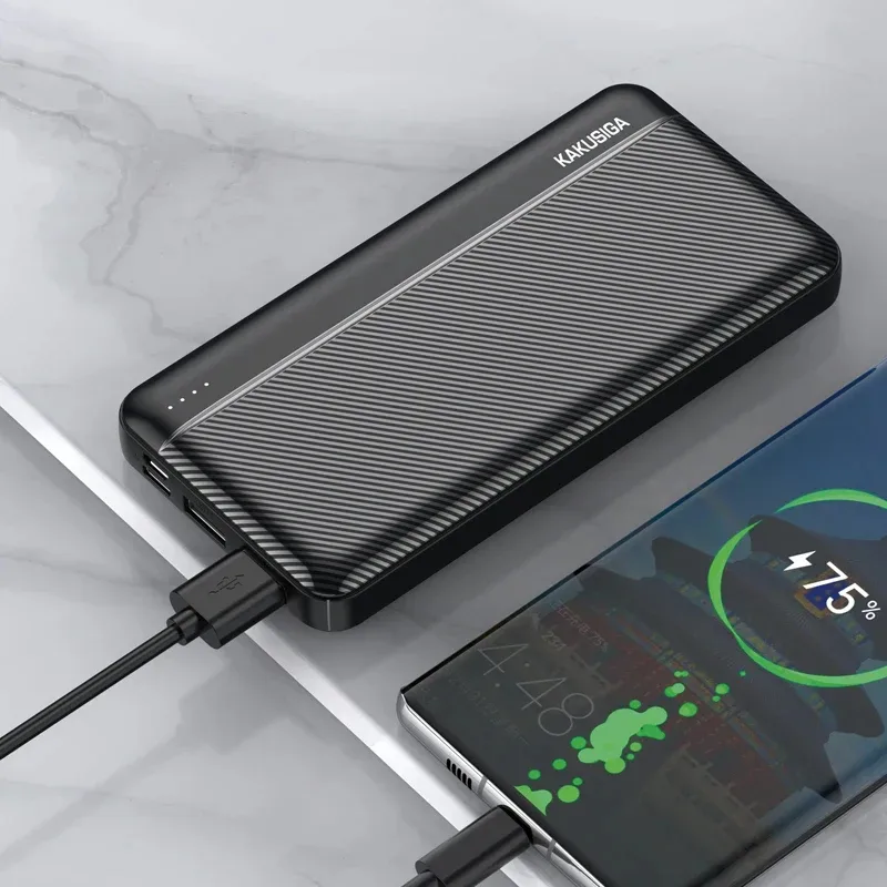 Power Bank KAKUSIGA 10 000 mAh – Double Entrée Type-C & Micro USB, 2 Sorties USB
