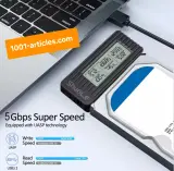 Adaptateur USB-SATA, USB 3.2, LCD, pour Disque Dur SSD et HDD 2.5 pouces.