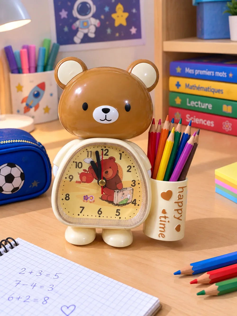 Réveil avec porte stylo pour enfant