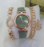 ساعة نسائية مع أساور فاخرة😍❤️